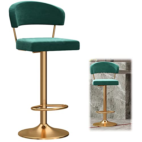Taburetes de Bar de Altura de mostrador, taburetes de Bar tapizados de Terciopelo Modernos con Respaldo, sillas de Bar giratorias de 360 ° con Patas de Metal y reposapiés, Altura Ajustable,