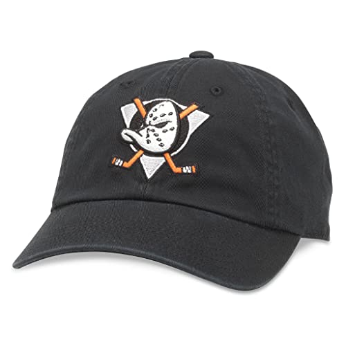AMERICAN NEEDLE Anaheim Ducks Unisex Blue Line Officially Licensed NHL National Hockey League Team Baseball Hat Adjustable Buckle Strap Dad Cap (40742C-AMD-BLK)