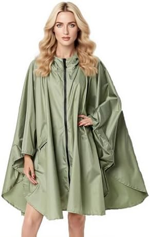 Rain Poncho Women's Waterproof Raincoat Rain Jacket Unisex with H...
