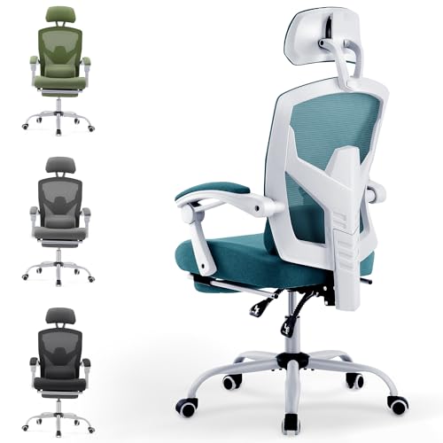 DUMOS Bürostuhl Ergonomisch - EIN Schreibtischstuhl mit Komfortarmlehnen, Ausgestattet mit Einer Bequemen Lendenwirbelstütze und Fußstütze, Office Chair Geeignet für Zuhause