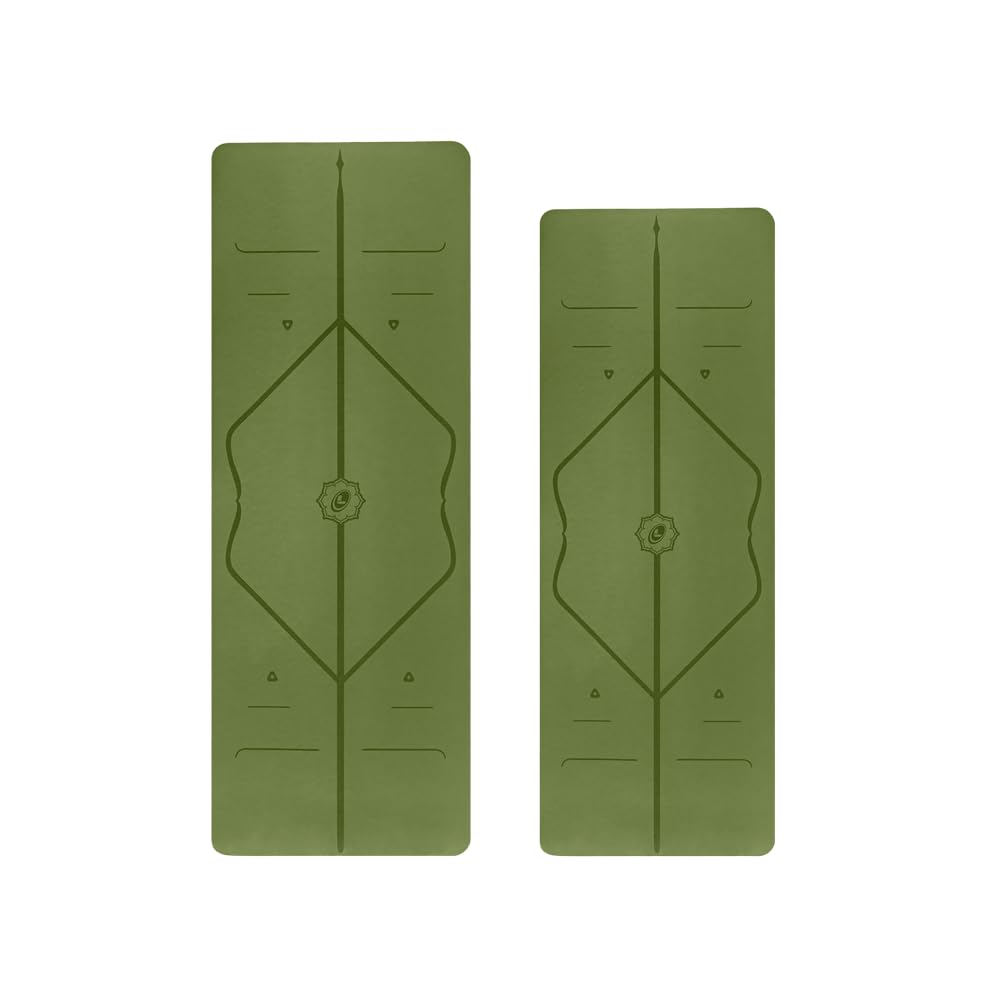 LIFORME Original Yoga Mat Travel Mat Bundle Pack Patented Alignment System Eco-Friendly Non-Slip Warrior-Grip Made with Natural Rubber