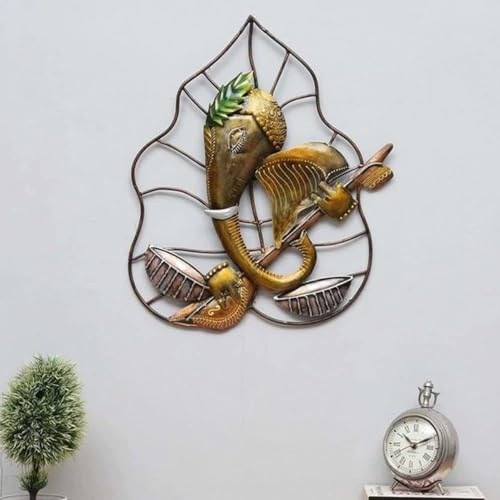 Image of PEDEX Metal Wall Decor Ganesha Frame For Home /Office /Hotel /Living Room /Bedroom Decor | Wall Hanging | (Metal Pan Vinayak Ganesh Wall Art), 25 Cm