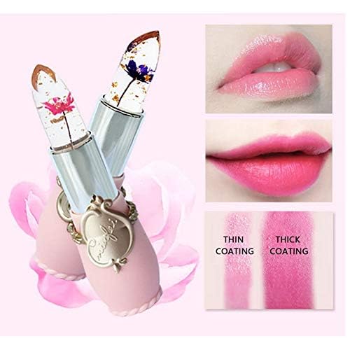 Miniatura 5 de Bálsamo labial transparente con cambio de color, 6 unidades, hidratante, flores de cristal rosa, maquillaje, temperatura, lápiz labial, bálsamo