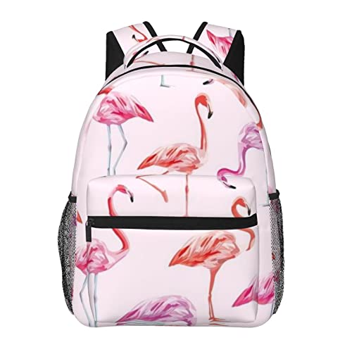 Sac à dos imprimé flamant rose BAFAFA en toile noire avec grand compartiment