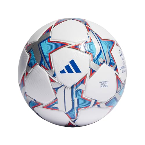 adidas Unisex Adulto Ball (Laminated) UCL Lge, Top:White/Silver Met./Bright Cyan/Shock Purple Bottom:Solar Orange/Iron Met., IA0954, 5