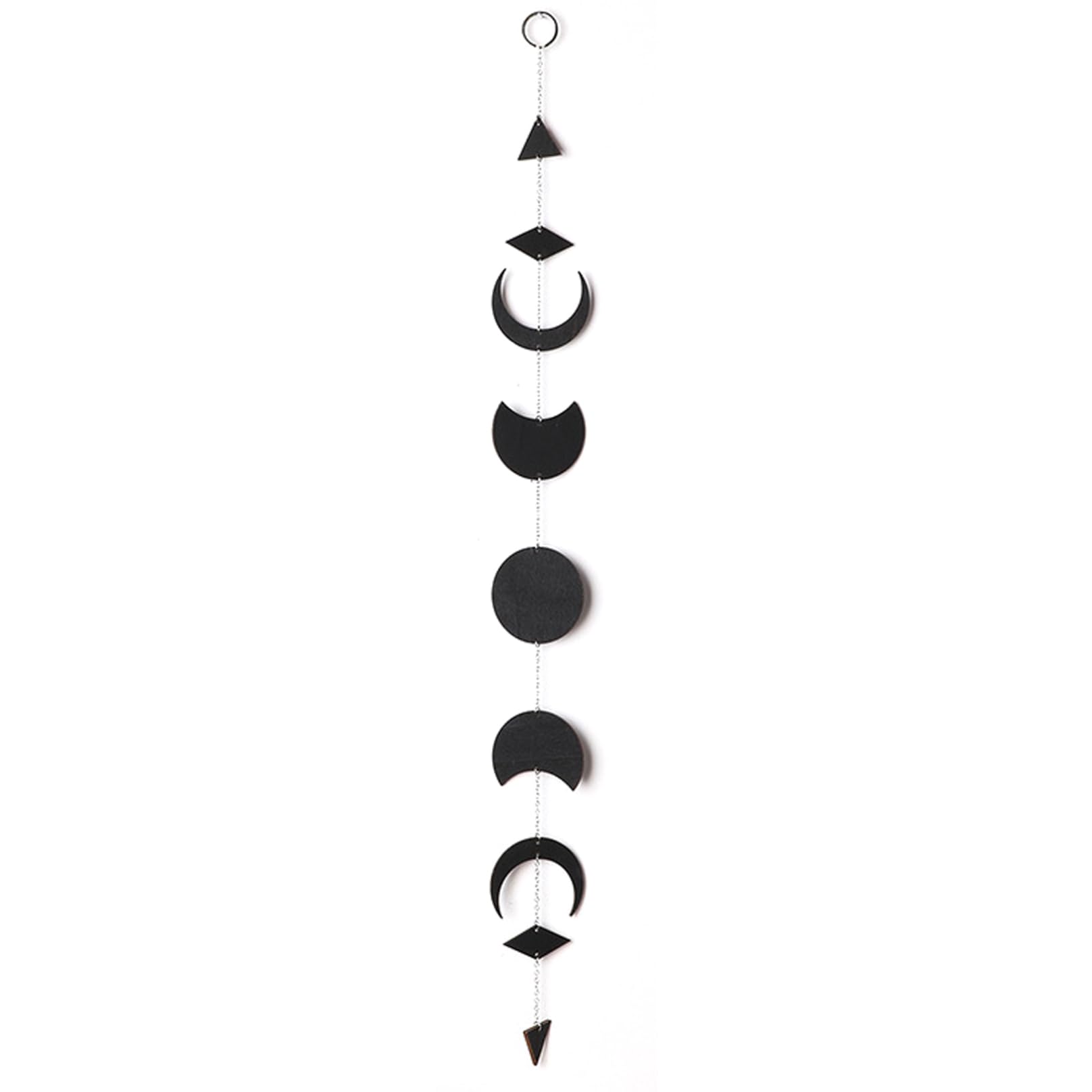 Elyebxj Moon Phases Boho Hanging Wall Decor, Wooden Star Sun Decorations with Metal Chains, Pendant for Yoga, Meditation, Star
