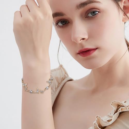 Fujiuia NECKLACES FOR WOMEN 2024 Gifts For Women S925 Sterling Silver Butterfly Bracelet, Adjustable Charm Sparkling Diamond Bracelet Jewelry thumb #5