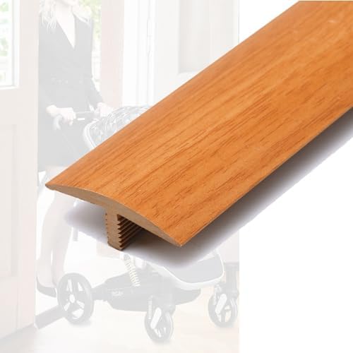 PVC T Molding Floor Transition Strip - Flat Divider for Tile to Laminate, Vinyl, Carpet - Connect Doorways & Fill Gaps - Durable Maple Finish