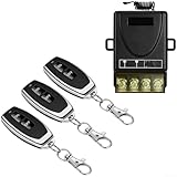 RF433 MHz Remote Control Switch 30A High Power Load AC 100-240V Single Channel for Momentary Self-Locking Interlock Delay Functions for Heavy-Duty Appliances(1S+3R)