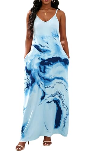 Image of vunahzma Womens Casual Fashion Sleeveless Plus Size Loose Long Sexy Maxi Dress with Pockets