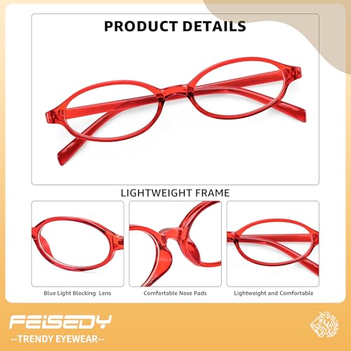 Image of FEISEDY Y2K Retro Oval Blue Light Glasses for Women Fashion Small Face Eyewear Frame 90s Nerd Fake Cosplay Eyeglasses B0258