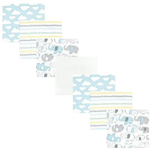 Image of Hudson Baby Unisex Baby Cotton Flannel Receiving Blankets Bundle, Neutral New Elephant, One Size