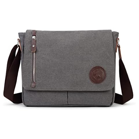 Sechunk Canvas Small Messenger Bag Vintage Shoulder bag Everyday Purse Crossbody bag for men women Cover
