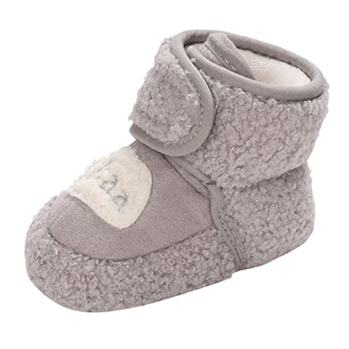 Girls House Slippers Warm Shoes Soft Booties Comfortable Boots Infant Toddler Warming Home Shoes Snow Boots for Baby, Grey, 6 Infant