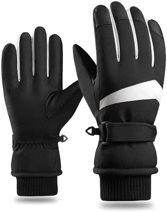 Rechargeable Heated Gloves for Men Women, Waterproof Electric Heating Ski Gloves with Touchscreen for Cold Weather Motorcycle Skiing Snowboarding Hiking Hunting Gifts(Black,XS)