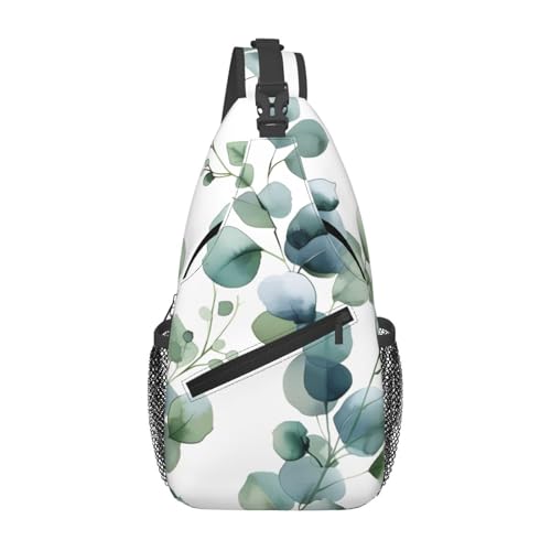 Bolso tipo bandolera verde con estampado de hojas para mujer y hombre miniatura 1