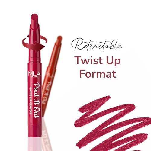 Image of Mila Beaute Pout It Out Matte Lip Crayon | Highly Pigmented & Enriched With Jojoba Oil | Soft Matte Finish | Creamy & Light Weight Texture | Smooth Glide Application | Shade - (Evil Queen 1.25g)