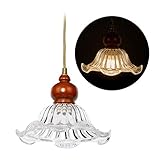 Originell: Glashängelampe im angesagten Retro Design - Gewellter Lampenschirm versprüht Vintage Flair