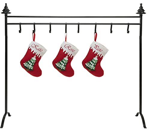Red Co. 37.5” Christmas Tree Metal Freestanding Stocking Holder Stand Rack with 8 Hooks, Black