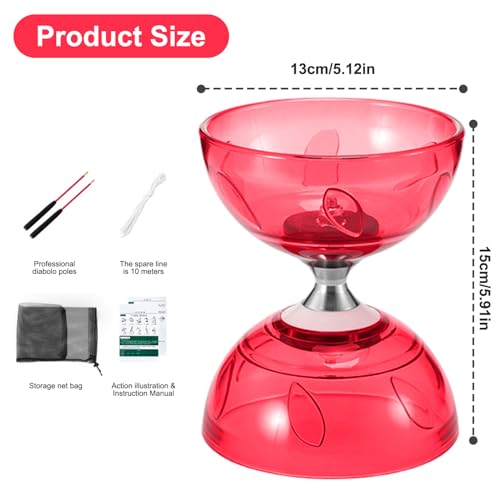 Diabolo yoyo chinois avec axe stable et cordes de rechange