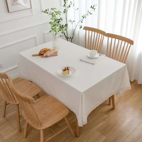 Nappe rustique beige en coton et lin pour de chaleureux repas de famille