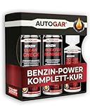 AUTOGAR Benzin-Power Komplett-Kur I Benzin-Additiv-Set: Kraftstoffsystemreiniger, Injektorreiniger & Oktan Booster I Kraftstoffsystempflege, Abgasreinigung, saubere Verbrennung & ruhiger Motorlauf
