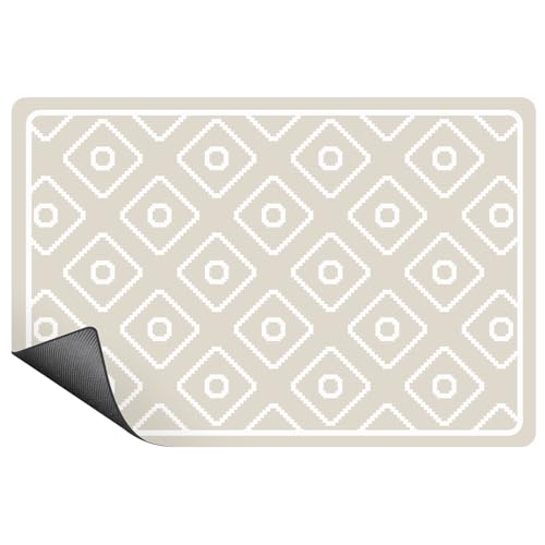SUEH DESIGN Dish Drying Mat, Absorbent Coffee Mat 19.6 x 11.8 in Quick Dry Drying Mats Large Coffee Mat for Coffee Bar Kitchen Countertop, Khaki