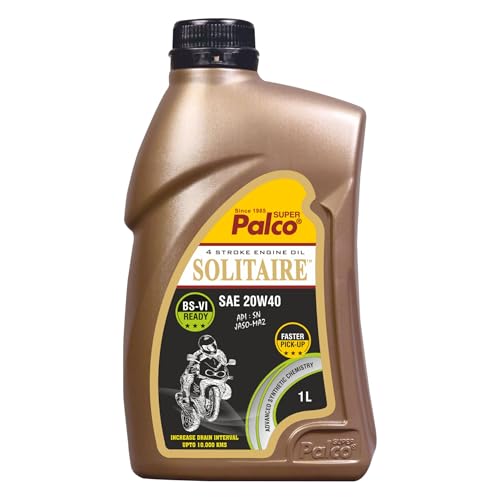 Image of PALCO Solitaire 20W40 Engine Oil for Bike 1L | BS6 Compatible Synthetic Technology | 4-Stroke Bike Engine Oil | Up to 10,000 km Drain Interval