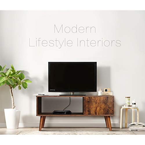KingSo Retro Coffee Table Mid Century Modern Coffee Table with Storage Shelf for Living Room Vintage Coffee Table Cocktail Table TV Table Sofa Table Easy Assembly Wood Look Furniture, Rustic Brown