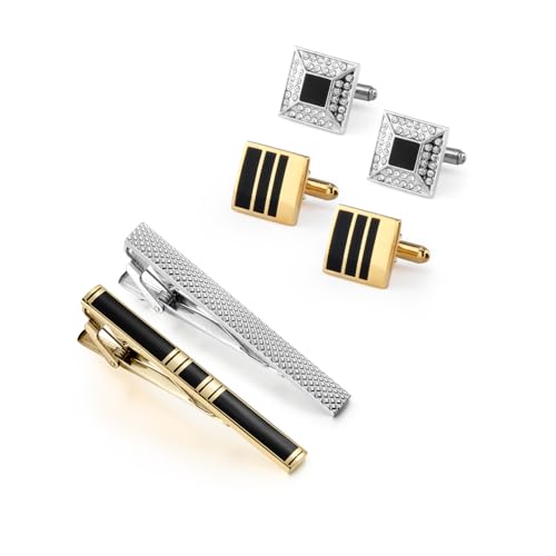 Image of Wynameleri Cufflinks and Tie Pins Tie Clips Set of 2 Accessories for Men