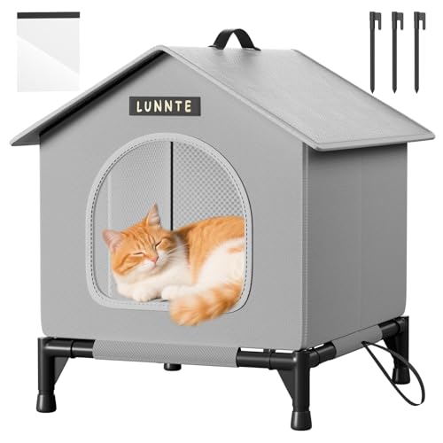 Katzenhaus Outdoor, Katzenhöhle für Draußen, Katzenhaus Für Draußen Winterfest Wasserdicht, Welpenhütte im Freien, Mit abnehmbarem Transparentem...