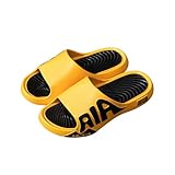 [XJAES] スリッパ 男性夏アウトドアサンダル外履き厚底滑り止め室内風呂ビーチフラットサンダル洗えるEVA素材超軽量通気性抗菌防臭室内スリッパ男女兼用 (イエローブラック, 27.5cm)