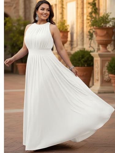 Image of KOH KOH Womens Long Sleeveless Halter Bridesmaid Wedding Guest Maxi Dress