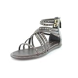 Vince Camuto Women's Dirrazo Embellished Gladiator Sandal Flat, Root Beer, 8.5