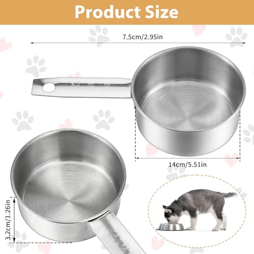 Medidor para comida de perro de 1/2 taza acero inoxidable 2 piezas miniatura 2