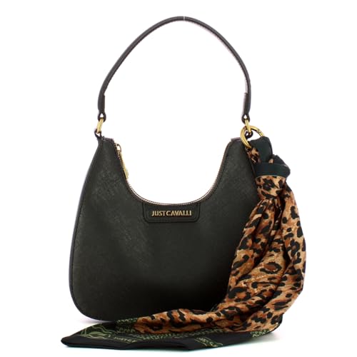 Just Cavalli Bolso negro de mano con pañuelo a juego, Negro Just Cavalli Bolso negro de mano con pañuelo a juego, Negro