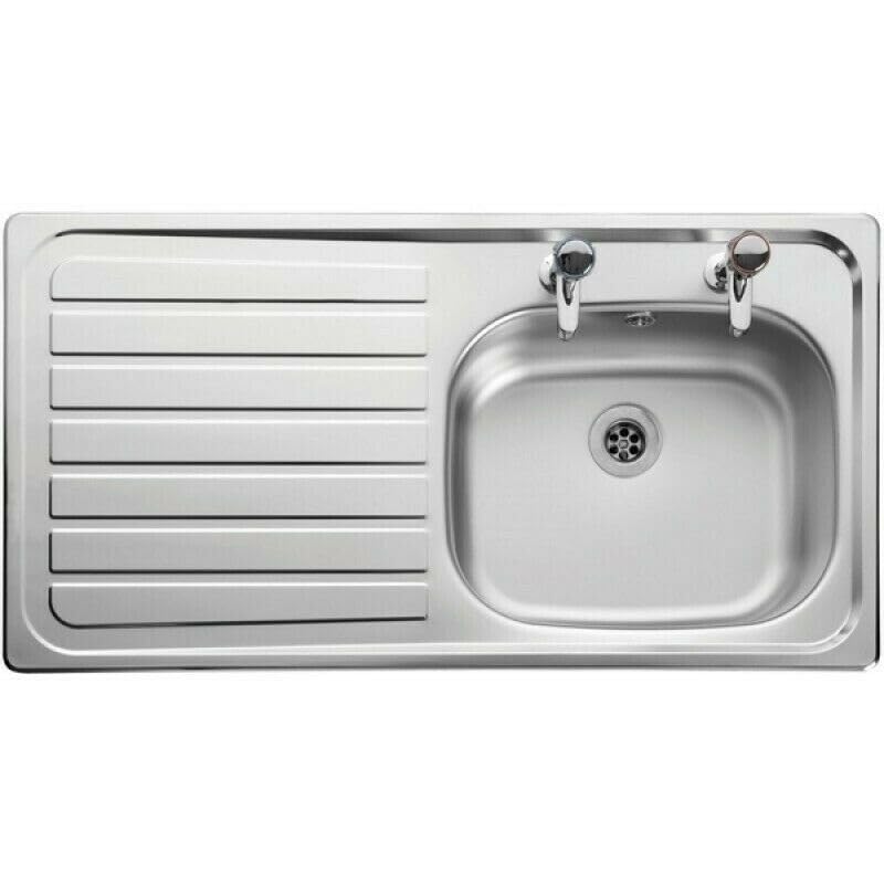 ARA CHOICE Stainless Steel Reversible Single Bowl Kitchen Sink 2 Tape Holes Left Hand Drainer Waste Plumbing Kit with Drainer & Inset Wastes Set