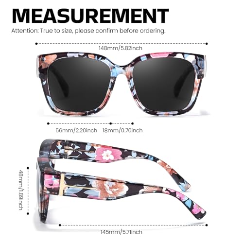 Xfeel Polarized Sunglasses Over Prescription Glasses for Women Men Oversized Fit Over Sunglasses for Driving with UV4004