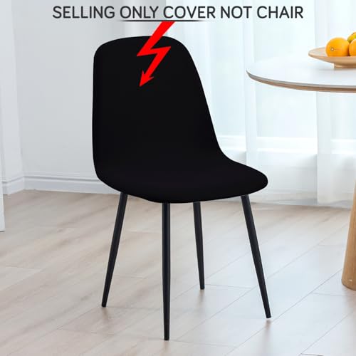 Image of HOKIPO 'SereneSolids' 140 GSM Shell Chair Cover, Mid Century Modern Dining Chair Cover, Pack of 1, Black (AR-6248-BLK)