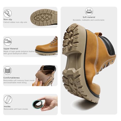 JSWEI Hiking Boots for Men and Women Comfortable Casual Chukka Boots - Outdoor Oxford & Derby Waterproof Lightweight Lace up Resistant Walking Ankle3