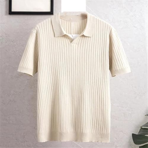 Mens Summer Knit Ribbed Knitted Jumper Top Casual Sleeve s2