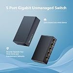 5-Port Gigabit Ethernet Switch, Unmanaged Home Network Switch Hub, Ethernet Splitter | Auto-Sensing Ports | Plug-and-Play | Silent Operation | Black Metal Case | Limited Lifetime Protection - Image 2