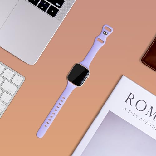 Image of Thin Silicone Band Compatible with Apple Watch 41mm 38mm 40mm 46mm 45mm 42mm 44mm, Slim Narrow Replacement Sport Strap Wristband for iWatch Series 11 10 9 8 7 6 5 4 SE Ultra 3 2 1 Women Men