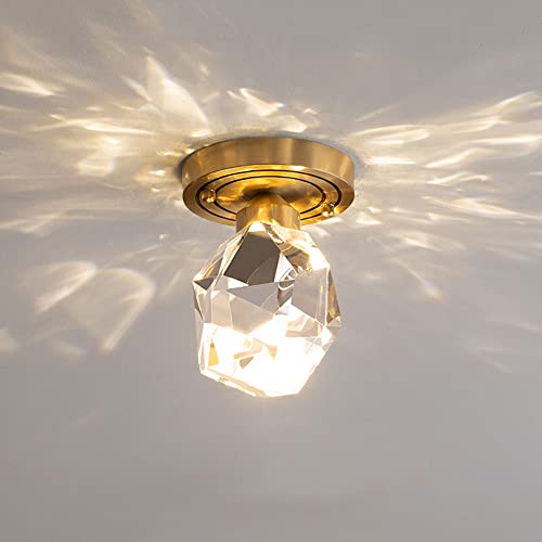 Lámpara de techo de cristal LED pequeña dorada para pasillos y techos bajos 2