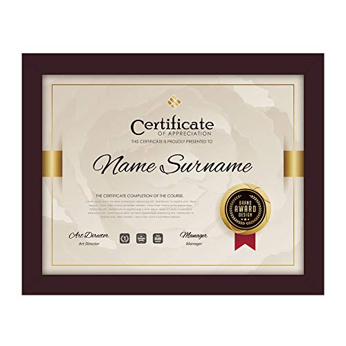 RPJC Document Frame Certificate Frames Made of Solid Wood High Definition Glass and Display Diplomas 8.5x11 inch Standard Paper Frame Dark Brown