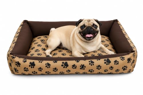 Cama caminha pet 80x60cm confortável (Patinha/marrom)