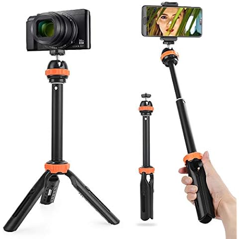 FOMITO Extension Pole Tripod, Mini Selfie Stick Tripod Stand Handle Grip for Canon Nikon Sony SLR DSLR Cameras, iPhone 11 Pro Max Samsung OnePlus Google Smartphone Vlogging Cover
