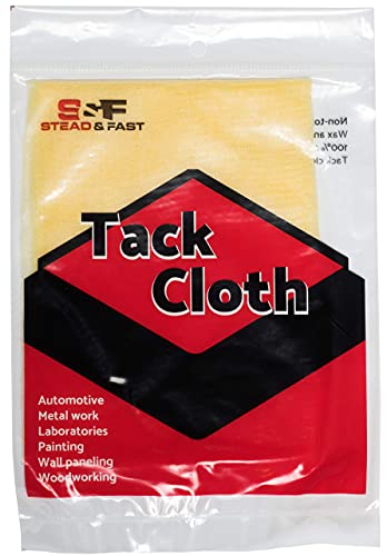 Image of S&F STEAD & FAST Tack Cloths, 30 Pack, for Automotive Painting | 18 x 36 in, yellow cotton, wax and silicone free, anti-static, bulk pack, removes sanding dust, for woodworking prep