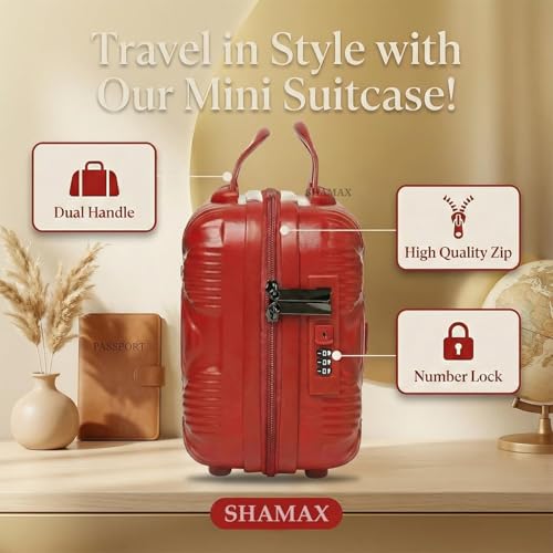 Image of SHAMAX Makeup Organizer Vanity Box for Women Bridal Vanity Case Gift for Women (Red)