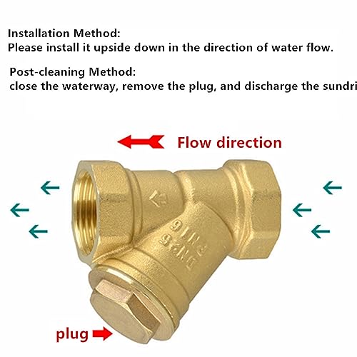 Image of 1 /2 inch BSPP Y Shaped Brass Strainer Filter Valve, 1 /2 inch Female Thread Connector Valve Pipe Fittings Adaptor Connector for Water Oil Separation